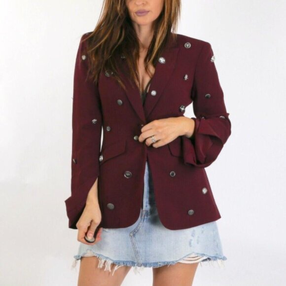 Cinq à Sept Cheyenne Single Breasted Button Encrusted Blazer 4 Retail $695.00 - Picture 8 of 16